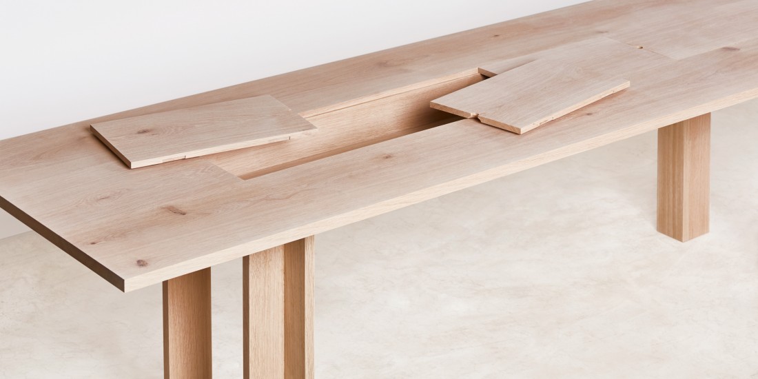 Planks Dining Table by Max Lamb with open storage